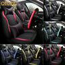 Breathable Leather Car Seat Cover 5 Seats Full Set Perforated Hole Universal Fit