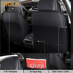 Breathable Leather Car Seat Cover 5 Seats Full Set Perforated Hole Universal Fit