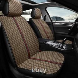 Brown Luxury Car Seat Cover All Season Universal Fit Leather Protector Cushion