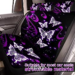 Butterfly Seat Covers Full Set Universal Car Accessories Rubber Steering Wheel