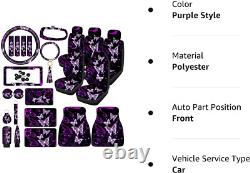Butterfly Seat Covers Full Set Universal Car Accessories Rubber Steering Wheel