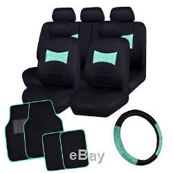 CARPASS New Arrival Mint Blue Car Seat Cover with Steering Wheel Cover Floor Mat