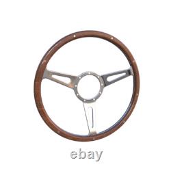 CJ Classics Steering Wheel 15 9-Bolt Billet Woodgrain Mahogany