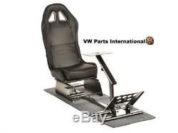 Car Game Steering Wheel Pedals Frame + Bucket Seat Carbon Style PS3 PS4 XBox GTA