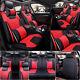 Car Seat Cover 5 Seats+steering Wheel Cover Microfiber Leather Black&red Size L