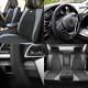 Car Seat Cover Leatherette 5 Seats Full Set Black Gray With Black Steering Cover