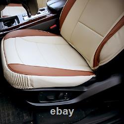 Car Seat Cover Leatherette Buckets Beige Tan with Black Steering Cover For Car