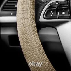 Car Seat Cover Leatherette Front Buckets Black Brown with Beige Steering Cover