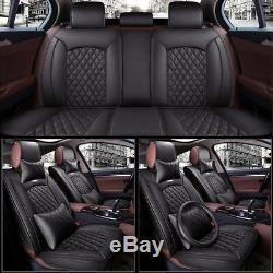 Car Seat Cover Luxury 5-Seats SUV Front+Rear Cushion Steering Wheel Cover Pillow