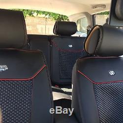 Car Seat Cover Set Black PVC Leather Steering Wheel Shift Knob Seat Belt Covers