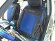 Car Seat Cover Set Shift Knob Belt Steering Wheel Black+blue Pvc Leather 33051a