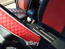 Car Seat Cover Set Shift Knob Belt Steering Wheel Black & Red PVC Leather 33061a