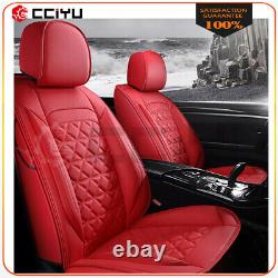 Car Seat Covers Front/Rear PU Leather Steering Wheel Cover Universal Red