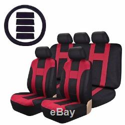 Car Seat Covers Full Set for Auto withSteering Wheel/Belt Pad/5 Head Rest