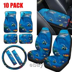 Car Seat Covers Full Set of 10 PCS + Floor Mats+Steering Wheel Cover Interior