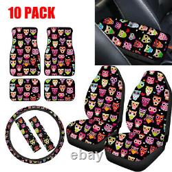 Car Seat Covers Full Set of 10 PCS + Floor Mats+Steering Wheel Cover Interior