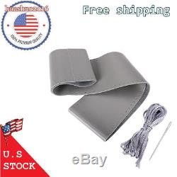 Car Truck Leather Steering Wheel Cover With Needles & Thread Grey DIY XPU 1 Set