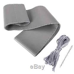 Car Truck Leather Steering Wheel Cover With Needles & Thread Grey DIY XPU 1 Set