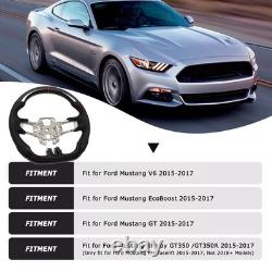 Carbon Fiber Black Leather Steering Wheel WithRED For 2015-2017 Ford Mustang