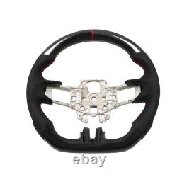 Carbon Fiber Black Leather Steering Wheel WithRED For 2015-2017 Ford Mustang