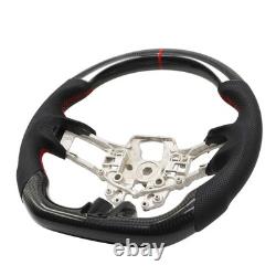 Carbon Fiber Black Leather Steering Wheel WithRED For 2015-2017 Ford Mustang