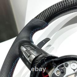 Carbon Fiber D-Shape Steering Wheel Fits BMW F80 F82 F90 E90 E92 G20 Black 355mm