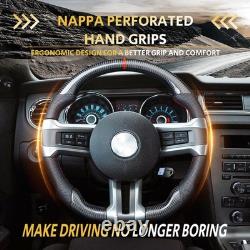Carbon Fiber Flat Leather Steering Wheel Fit 10-2014 Ford Mustang Steering Wheel