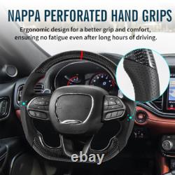 Carbon Fiber Flat Sport Steering Wheel For Dodge Challenger Charger SRT Durango