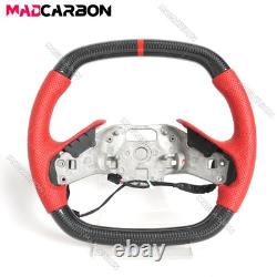 Carbon Fiber Red Leather Steering Wheel Fit Corvette C8 with Heated 2020-2026