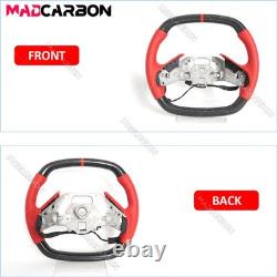 Carbon Fiber Red Leather Steering Wheel Fit Corvette C8 with Heated 2020-2026
