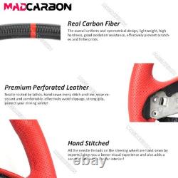 Carbon Fiber Red Leather Steering Wheel Fit Corvette C8 with Heated 2020-2026