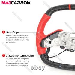 Carbon Fiber Red Leather Steering Wheel Fit Corvette C8 with Heated 2020-2026