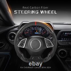 Carbon Fiber Steering Wheel For Chevrolet Camaro 16-24 Perforated Leather Grips