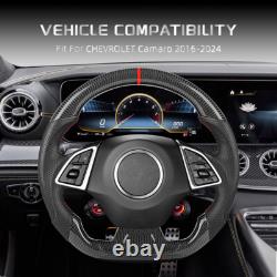 Carbon Fiber Steering Wheel For Chevrolet Camaro 16-24 Perforated Leather Grips