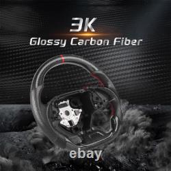 Carbon Fiber Steering Wheel For Chevrolet Camaro 16-24 Perforated Leather Grips