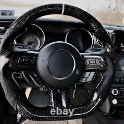 Carbon Fiber Steering Wheel For Ford Mustang GT White Stripe Upgrade 2015-2022