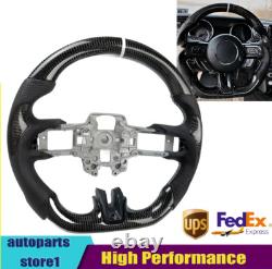 Carbon Fiber Steering Wheel For Ford Mustang GT White Stripe Upgrade 2015-2022