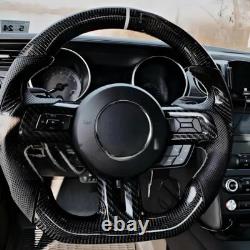 Carbon Fiber Steering Wheel For Ford Mustang GT White Stripe Upgrade 2015-2022