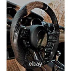 Carbon Fiber Steering Wheel For Ford Mustang GT White Stripe Upgrade 2015-2022