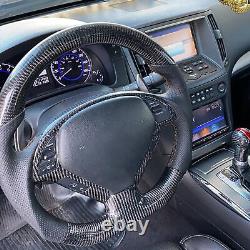 Carbon Fiber Steering Wheel Perforated Leather Balck Stitching For G37