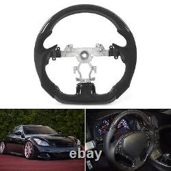 Carbon Fiber Steering Wheel Perforated Leather Balck Stitching For G37