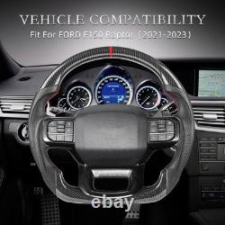 Carbon Fiber Style Steering Wheel For Ford F150 2021-24 No Heated Leather Grips