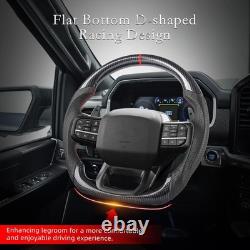 Carbon Fiber Style Steering Wheel For Ford F150 2021-24 No Heated Leather Grips