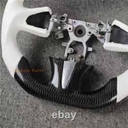 Carbon Fiber white perforated leather Steering Wheel for Infiniti q50 2013-2017