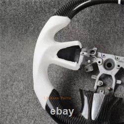 Carbon Fiber white perforated leather Steering Wheel for Infiniti q50 2013-2017