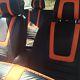 Carbon & Orange Pvc Leather Car Seat Covers Steering Wheel Shift Knob Headrest