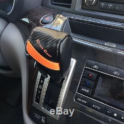 Carbon & Orange PVC Leather Car Seat Covers Steering Wheel Shift Knob Headrest