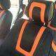 Carbon Style Orange Pvc Leather Car Seat Cover Steering Wheel Shift Knob Set
