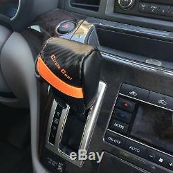 Carbon Style Orange PVC Leather Car Seat Cover Steering Wheel Shift Knob Set