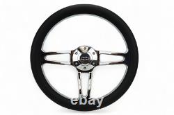 Chevy C10 C/K Pick Up Truck 14 Black & Billet Steering Wheel with Chevy Horn